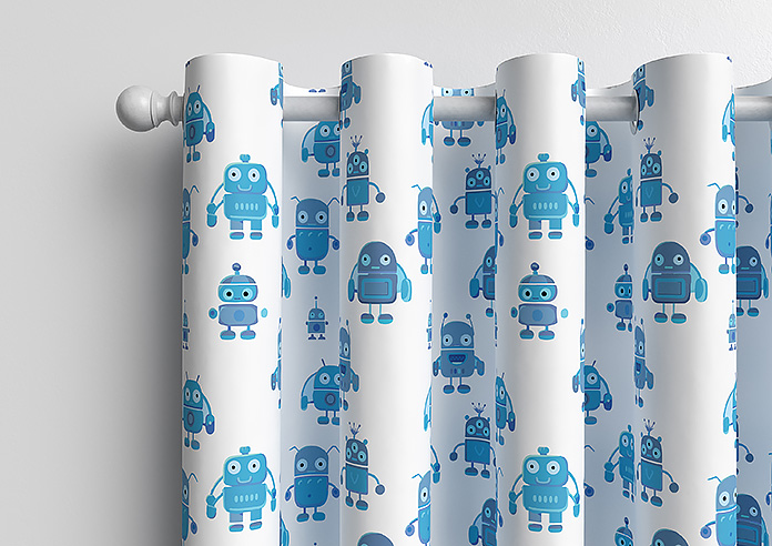 Robo Town, Bot Blue - Made to Measure Curtains - Image 12